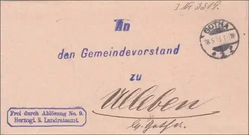 Landratsamt Gotha 1911 an den Gemeinde Vorstand