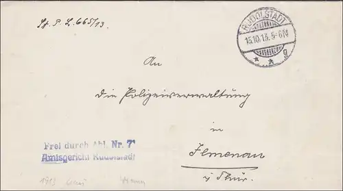 Amtsgericht Rudolstadt 1913 nach Ilmenau