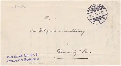 Amtsgericht Rudolstadt 1914 nach Chemnitz