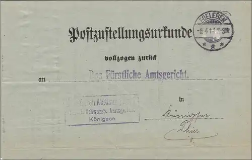 Post Cadeaux de livraison Ebeleben 1911 après Königsee