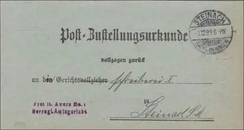 Lettre de Steinach/Meiningen 1899