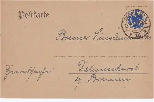 Postkarte Berlin 1918 nach Delmenhorst/Bremen