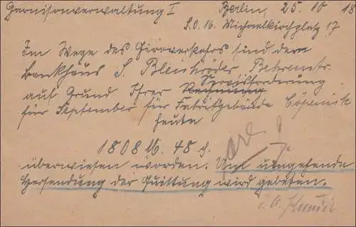 Postkarte Berlin 1918 nach Delmenhorst/Bremen