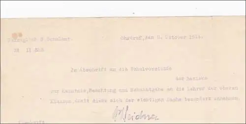 Landratsamt Ohrdruf an Schulvorstand Schönau v.d.W. 1914