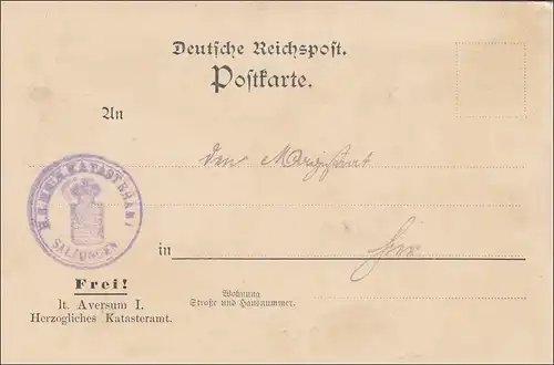 Postkarte Salzungen Herzogliches Katasteramt 1897