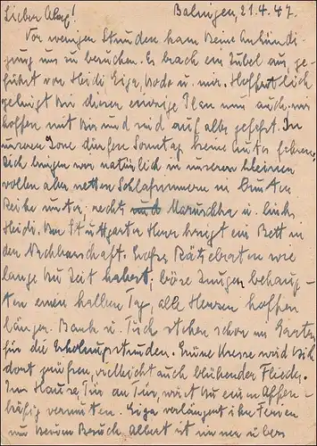Zone française: Carte postale R Balingen 1947 - Frais payés - après Hanovre