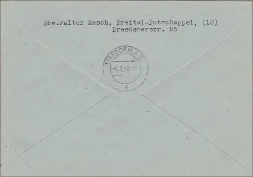 Lokalausgaben: Einschreiben Freital 1948 nach Dresden