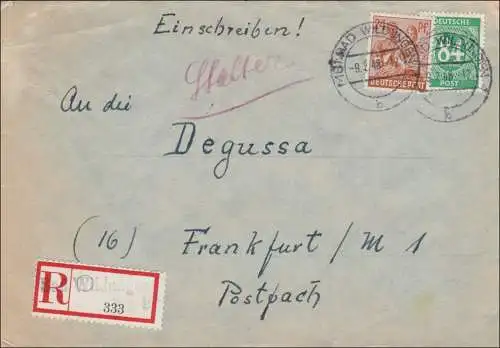 Lettre recommandé de Bad Wildungen à Francfort 1948