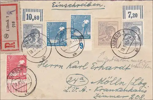 Einschreiben Lübeck 1948 nach Mölln