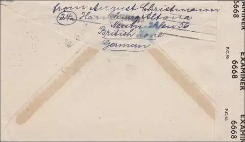 Lettre de Hambourg aux États-Unis avec censure américaine 1947