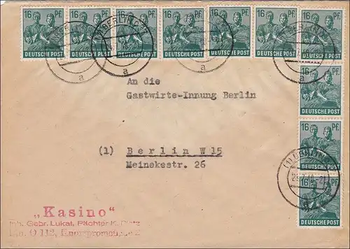 Brief aus Berlin an Gastwirte Innung 1948, 10fach Frankatur