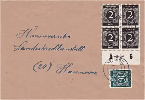 Lettre d'Aerzen à Hanovre en 1946