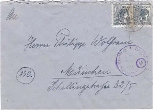 Brief aus Moosburg nach München 1947