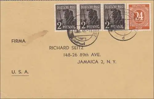 Postkarte aus Magdeburg 1948 nach USA - Bestellung