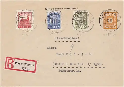 SBZ: Lettre recommandé de Plauen 1945, FDC