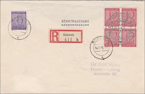 SBZ: Einschreiben aus Roßwein nach Taucha 1946
