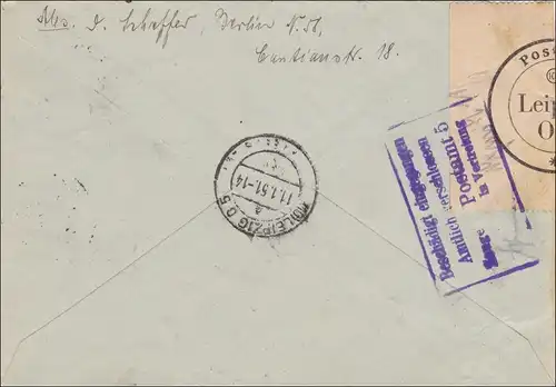 SBZ: Einschreiben aus Berlin nach Leipzig - Beschädigt eingegangen