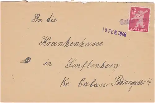 SBZ: Lettre de Galau à Sindenberg en 1946