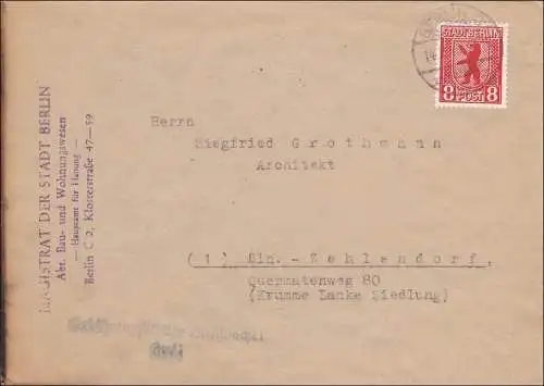 SBZ: Lettre de Berlin à Zehlendorf - marque violette 1946