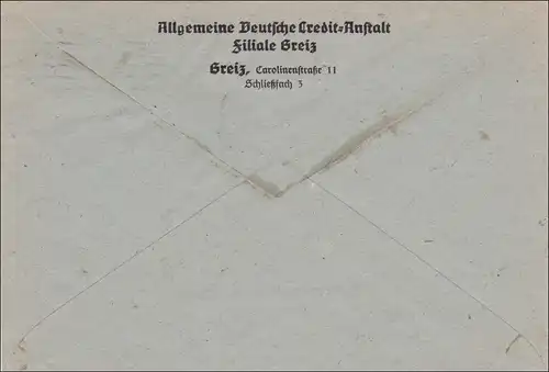 SBZ: Brief aus Greiz nach Essen 1945, linke Marke oben Rand gebrochen