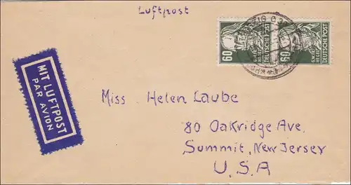 SBZ: Lettre de Leipzig aux États-Unis 1948 - Aéroport