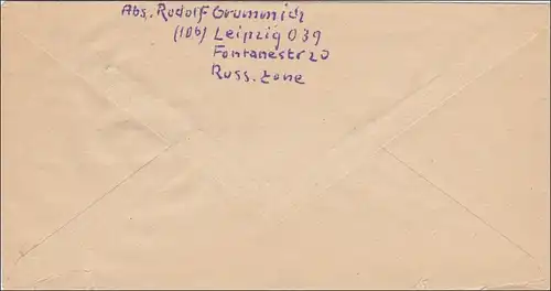 SBZ: Lettre de Leipzig aux États-Unis 1948 - Aéroport