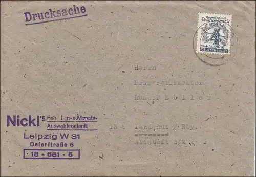 SBZ: Drucksache Brief aus Leipzig 1946, MiNr. 139y