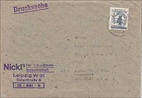 SBZ: Lettre de Leipzig 1946, Mi Nr. 139y