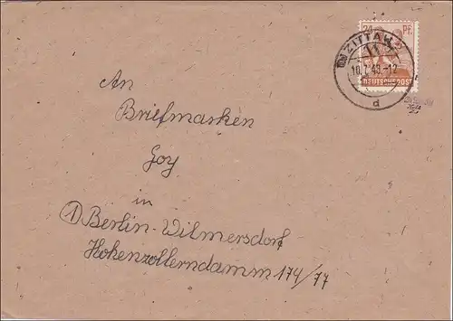 SBZ: Lettre de Zittau à Berlin-Wilmersdorf 1949 - Tampon à main
