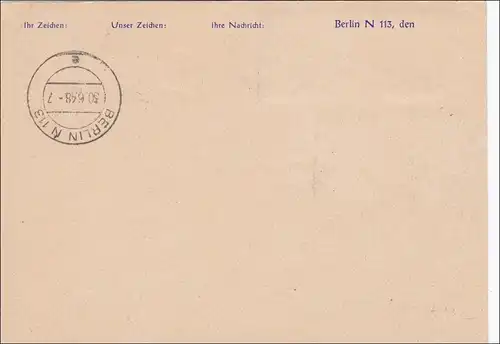 SBZ: Carte recommandé de Berlin 1948 - Tampon à main
