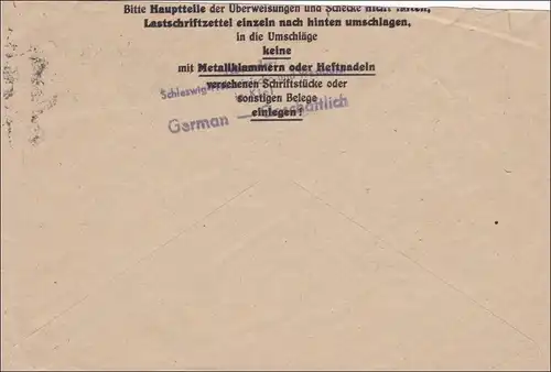 BiZone: Postscheckbrief von Kiel 1945 nach Hamburg
