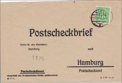 BiZone: Lettre de poste de Kiel 1945 à Hambourg