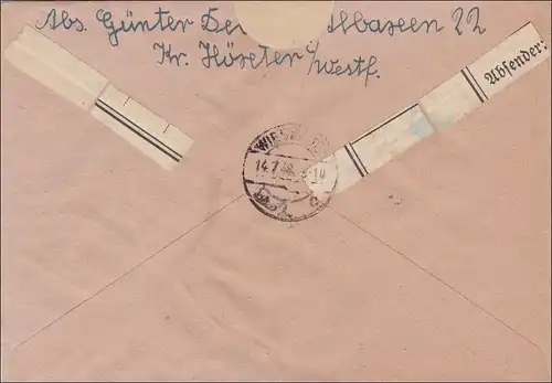 BiZone: Lettre recommandé de Höxter vers Wiesbaden 1948