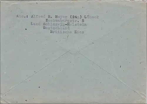 BiZone: Lettre de Lubeck vers les États-Unis 1948, Mi Nr. 48II
