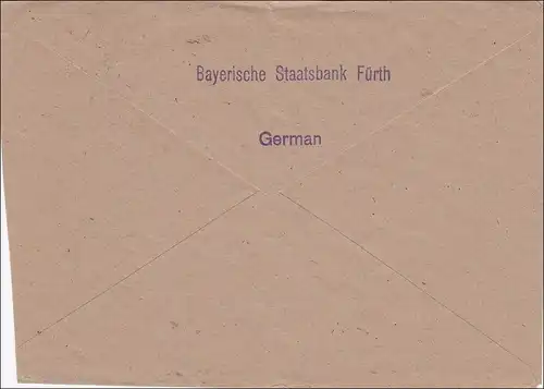 BiZone: Lettre de Fürth 1945 après Schweinfurt - Confirmation