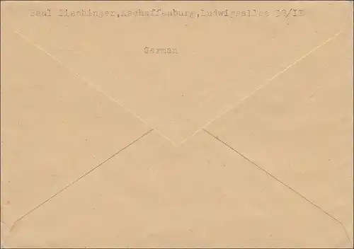 BiZone:  Eilbotenbrief von Aschaffenburg nach Landshut 1946