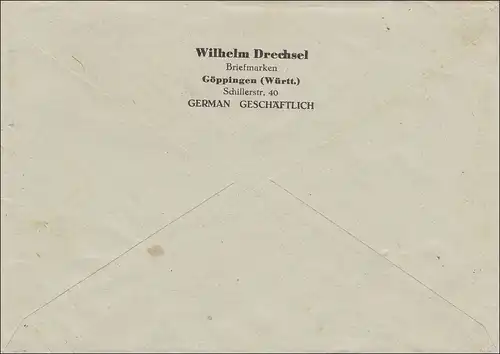 BiZone: lettre recommandée de Göppingen vers Landshut 1946, Min. 24Cz