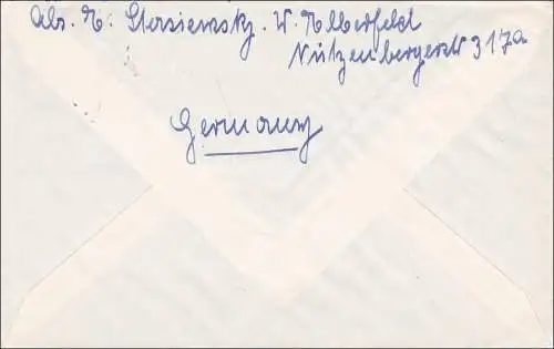 Lettre postale aérienne de Wuppertal vers les États-Unis en 1960