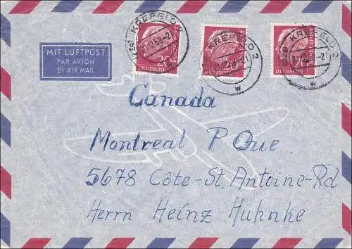 Luftpost Brief von Kreefeld nach USA 1957