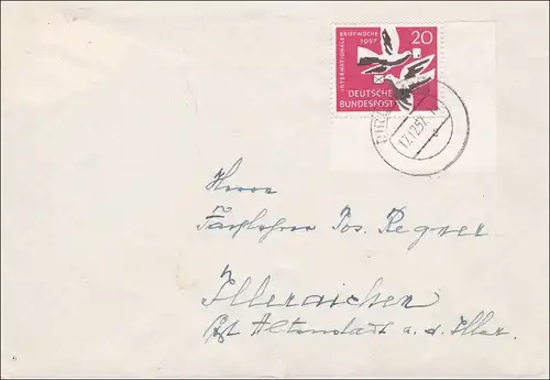 Lettre de Dirlewang à Illeraichen 1957 - Eckrand Marke