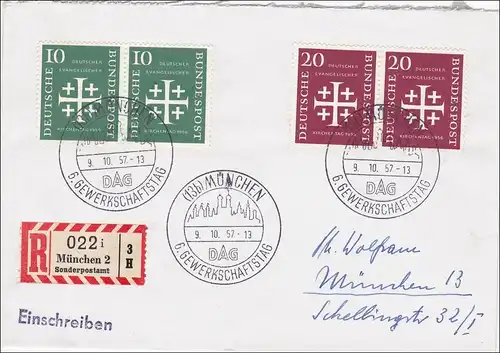 Einschreiben von München - 6. Gewerkschaftstag - Sonderstempel 1957