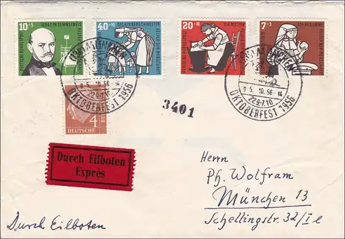 Eilboten Brief vom Münchner Oktoberfest 1956 mit Sonderstempel
