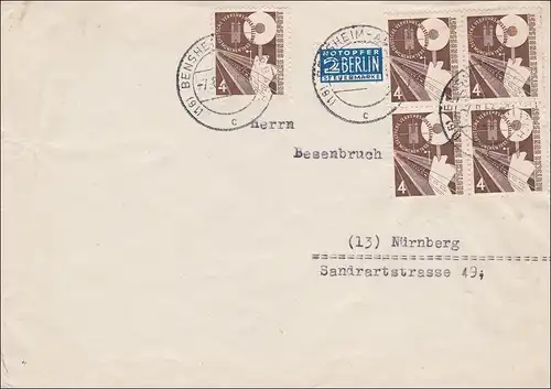 Lettre de Bensheim à Nuremberg 1952