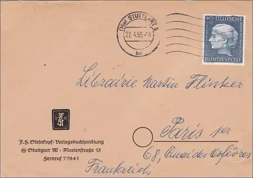 Brief aus Stuttgart 1955 nach Paris