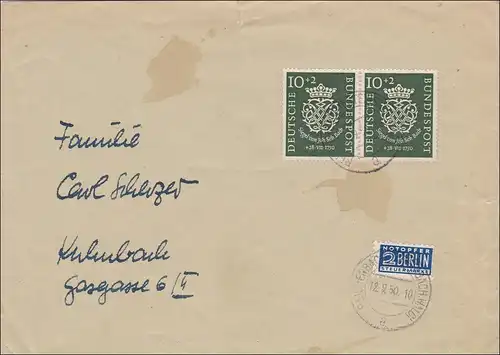 Brief von Reichenbach 1950 nach Kulmbach