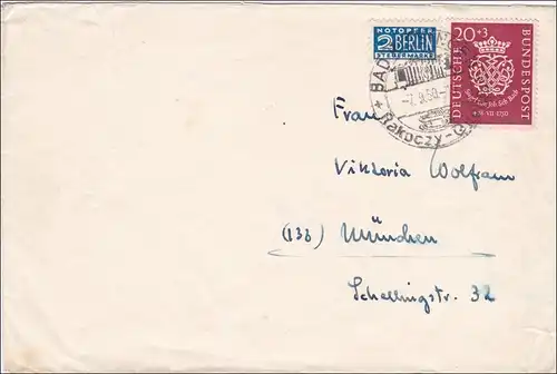Lettre de Bad Kissingen avec un cachet spécial 1950