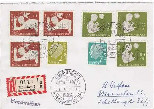 Einschreiben - Sonderstempel - Gewerkschaftstag 1957 München - Sonderpostamt