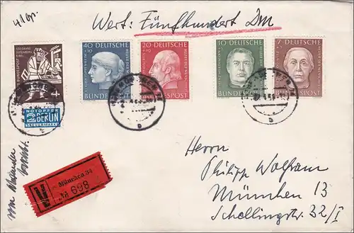 Lettre de valeur Munich 1955. ..