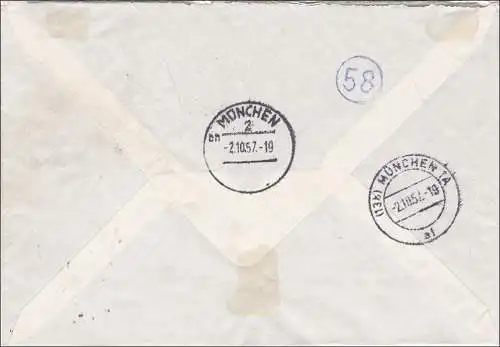 Einschreiben München - Sonderpostamt - Sonderstempel Oktoberfest 1957