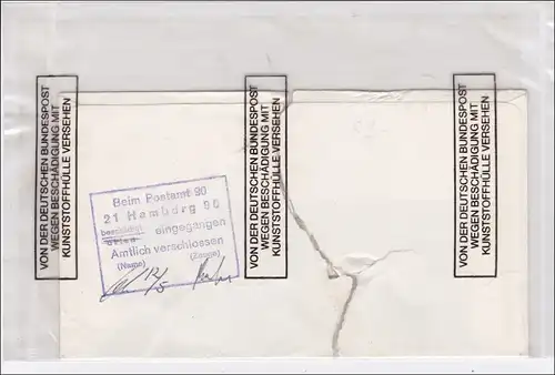 Hambourg 1975 Exposition de timbres. Lettre déchirée et scellée officiellement